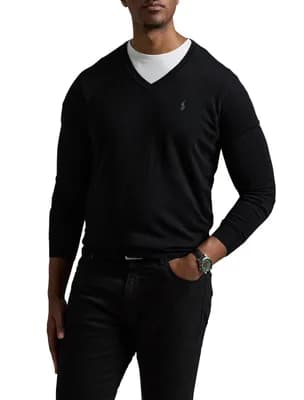 Big & Tall V-Neck Merino Wool Sweater