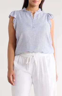 Stripe Flutter Sleeve Top