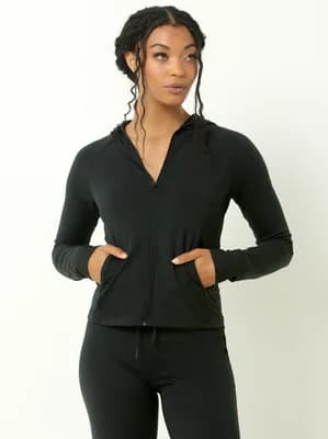 Sueded Full Zip Hooded Jacket
