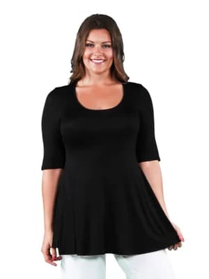 Plus Size Elbow Swing Tunic Top