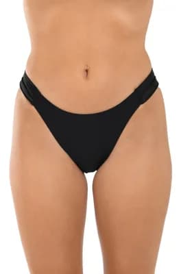 Solid Shirred Side Bikini Bottoms