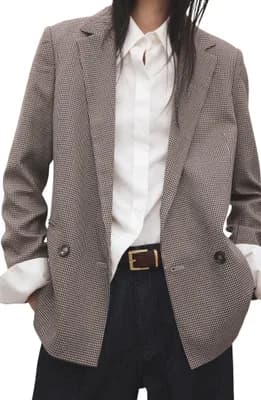 Houndstooth Microcheck Double Breasted Blazer