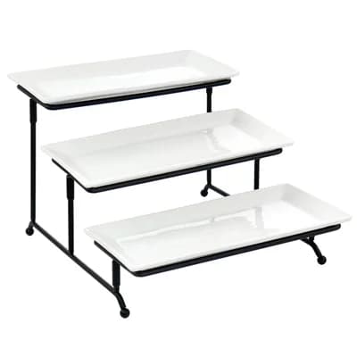 3 Tier Rectangular Plate Porcelain Serveware Set