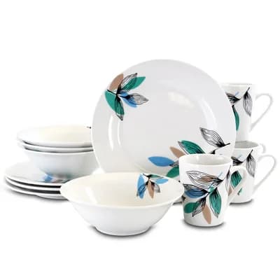Vineyard 12 Piece Round Fine Ceramic Dinnerware Set