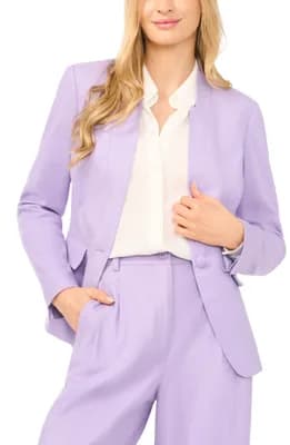 Inverted Lapel Linen Blend Blazer