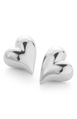 Art Heart Button Stud Earrings