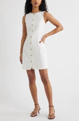 Button Front Linen Blend Dress