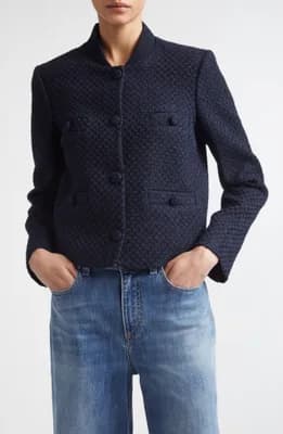 Bouclé Knit Bomber Jacket