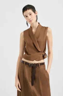Linen diagonal vest