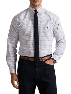 Big & Tall Performance Check Oxford Sport Shirt