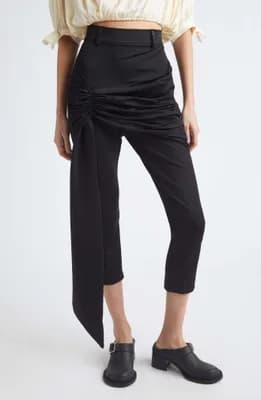 High Waist Drape Front Stretch Capri Pants