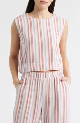 Boxy Back Button Linen Blend Top