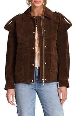 Faux Suede Bomber Jacket