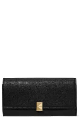deco large pebbled leather flat wallet