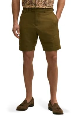 Flat Front Linen & Cotton Shorts