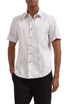 Orson Shaped Fit Short Sleeve Stretch Cotton Button-Up Shirt
