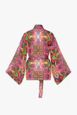 Psychedelic Printed Blushwave Short Caftan