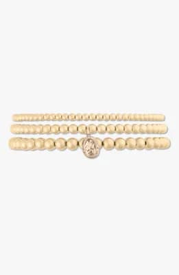 St. Christopher 14k Gold Filled Bead Three Bracelet Stack