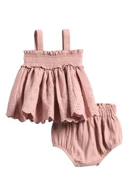 Embroidered Eyelet Organic Cotton Trapeze Top & Bloomers