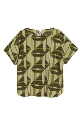Printed Bateau Neck Top