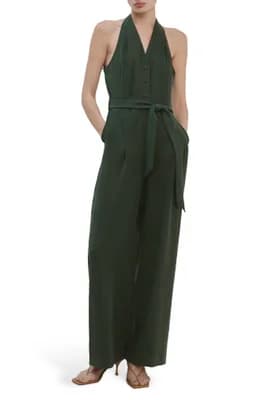Halter Neck Belted Jumpsuit