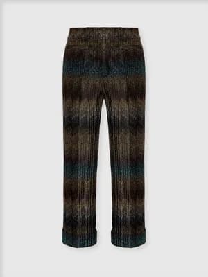 Snake-pattern Viscose Lamé Flared Trousers