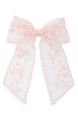 Leaf Embroidered Lace Bow Barrette