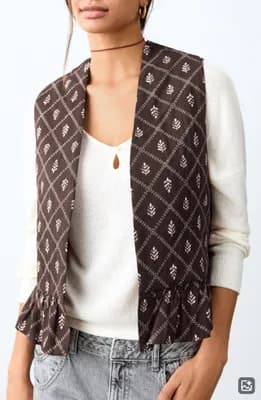 Ruffle Hem Padded Vest