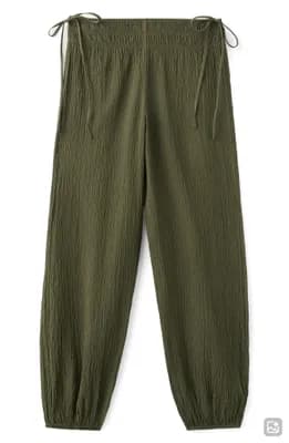 Texture Side Tie Balloon Pants