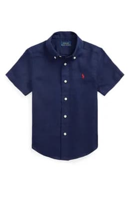 Kids' Short Sleeve Linen Button-Down Shirt