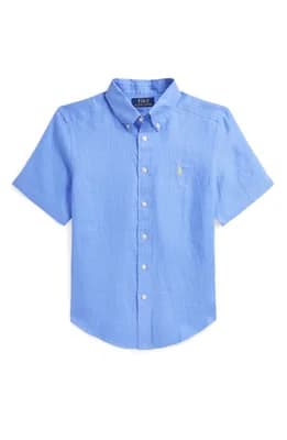 Kids' Short Sleeve Linen Button-Down Shirt