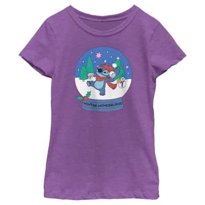 Girl's Lilo & Stitch Winter Wonderland Stitch Graphic T-Shirt
