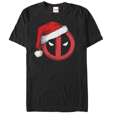 Men's Marvel Christmas Deadpool Santa Hat Graphic T-Shirt