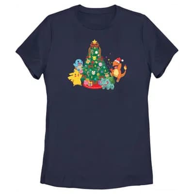 Women's Pokemon Christmas Tree Characters Graphic T-Shirt