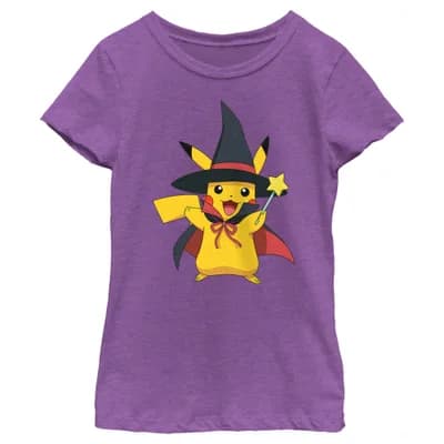 Girl's Pokemon Halloween Pikachu Witch Costume Graphic T-Shirt