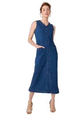 Denim Button Midi Dress