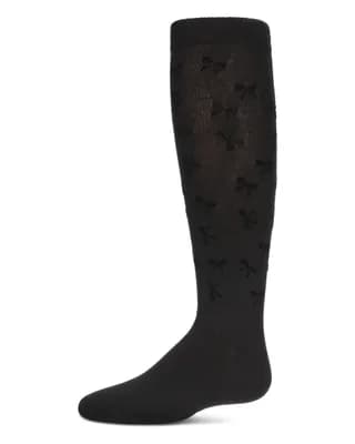 Flocked Bow Knee-High Socks