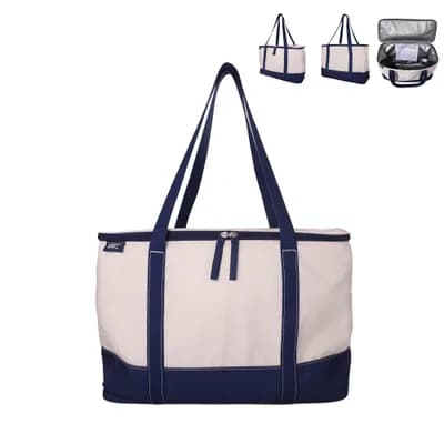 Rectangular Large Cooler Bag Insulated 8 Gal, Canvas Soft Cooler with Tote Handles and Zip Closure