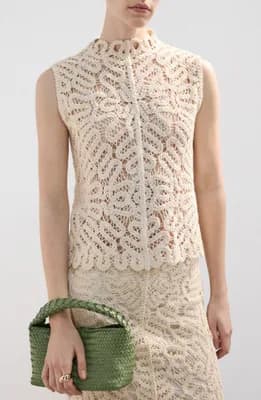 Setenta Openwork Knit Mock Neck Top