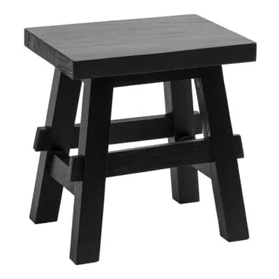 Revine Rustic Farmhouse Solid Mindi Wood Handcrafted Accent Stool