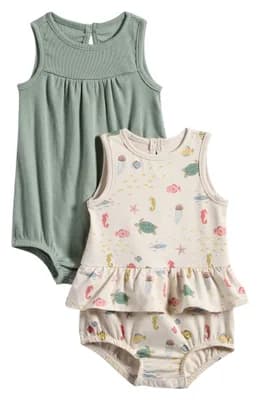 2-Pack Assorted Stretch Organic Cotton Bodysuits