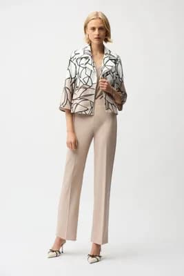 Faux Suede Abstract Print Swing Jacket