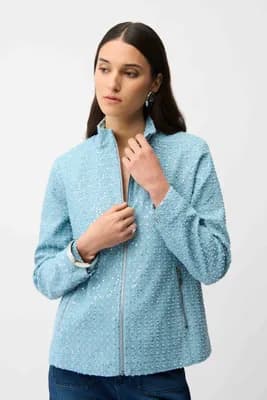 Denim Jacket With Allover Sequins