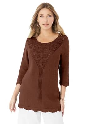 Lace Knit Pullover Sweater