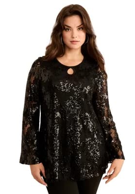 Sequin Keyhole Blouse