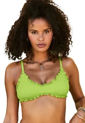 Crinkle Lettuce Trim Bikini Top