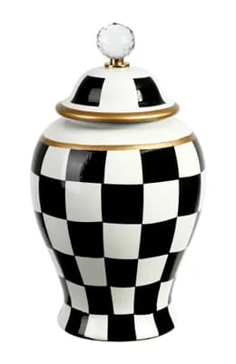 Checkered Urn with Lid, Medium