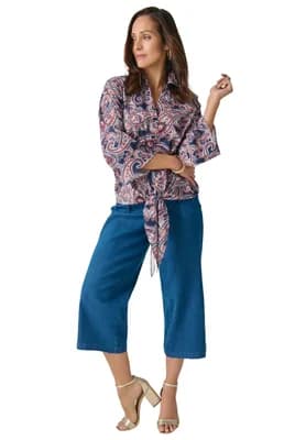 Tie-Front Collared Blouse