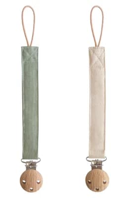 2-Pack Linen Pacifier Clips