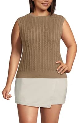 Plus Size Cotton Pointelle Shell Sweater
